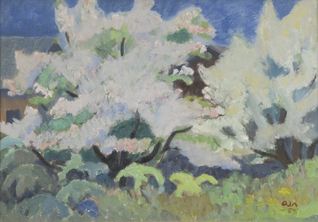 Onni Ojan teos Omenapuut kukkivat vuodelta 1955.