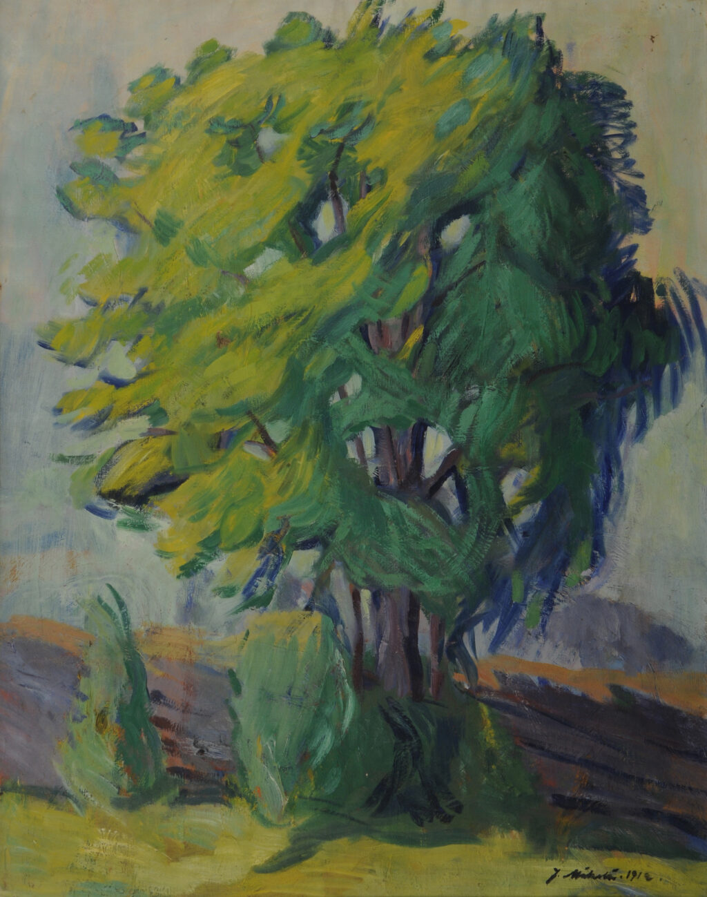 Juho Mälelä, Lehtipuu, 1912, öljy kankaalle.