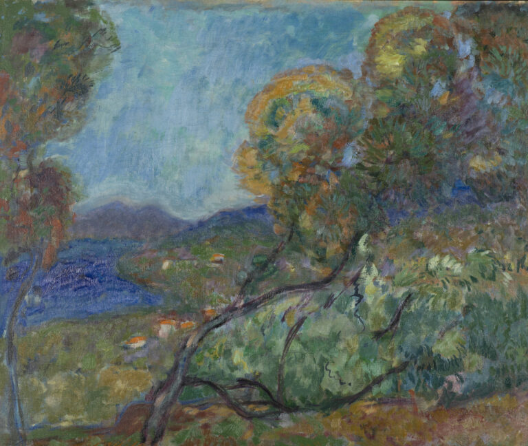 Yrjö Ollilan maalaus Maisema Etelästä 1900-luvun alusta.